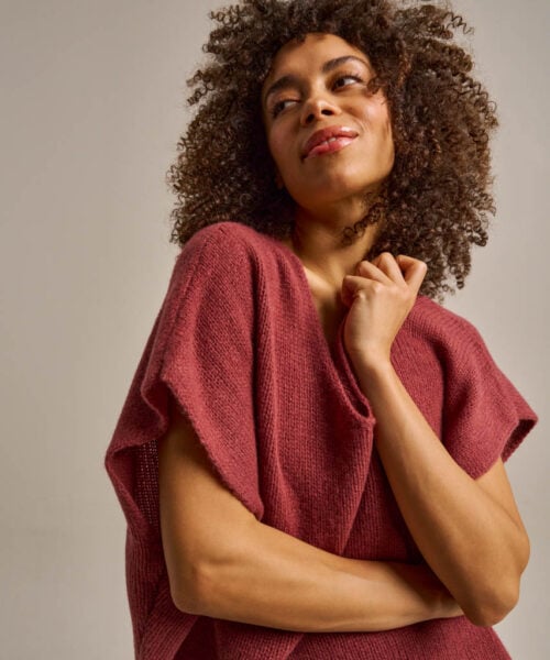 Bam2483 Sleeveless Layering Boxy Knitted Top Rose Clothing 1