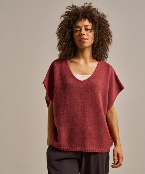 Bam2483 Sleeveless Layering Boxy Knitted Top Rose Clothing 2