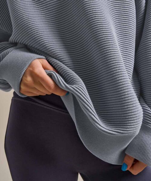 Bam2487 Rib Knit Sweatshirt Kynance Blue Bam Clothing 5