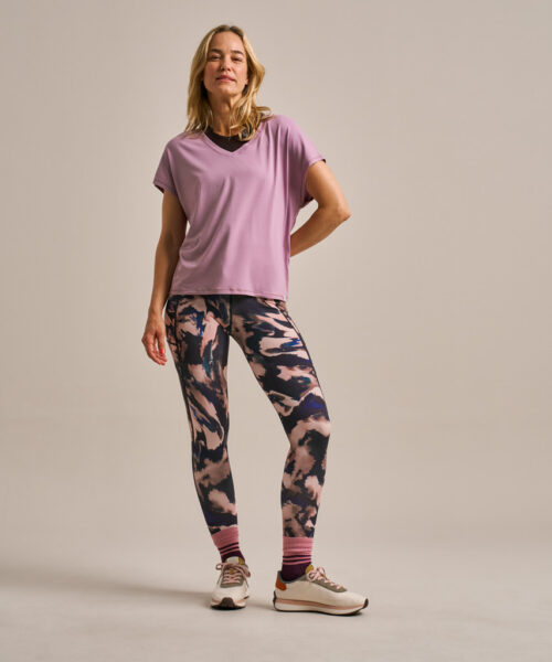 Bam2589 Relaxed V Neck T Shirt Mauve Clothing 5