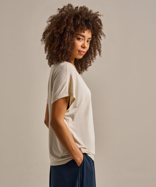 Bam2589 Relaxed V Neck T Shirt Oat Clothing 2
