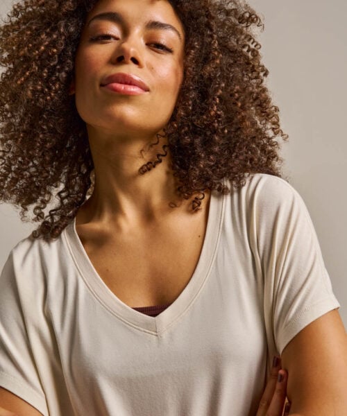 Bam2589 Relaxed V Neck T Shirt Oat Clothing 4