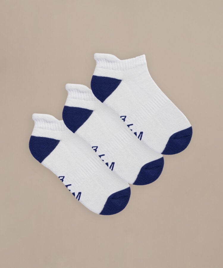 Bam2608 Bamboo Luxe Trainer Socks White Navy Bam Clothing 1