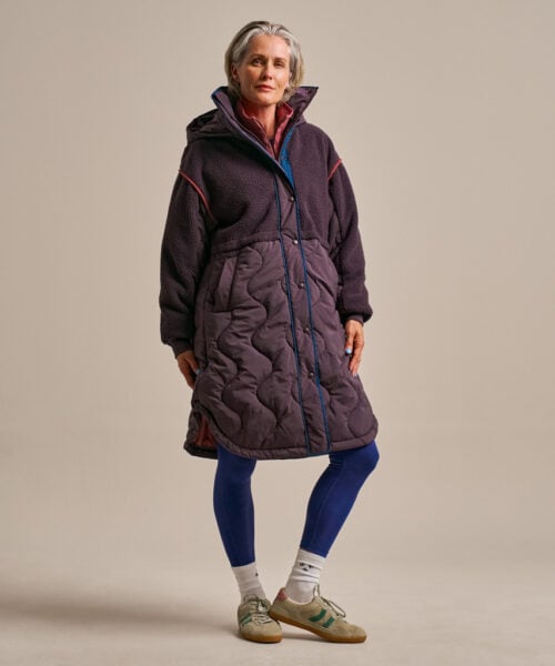 Bam2689 Cosy Fleece Coat Damson Clothing 1