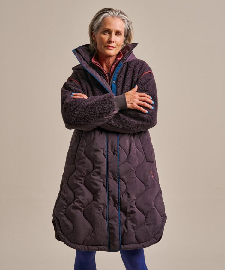 Bam2689 Cosy Fleece Coat Damson Clothing 2