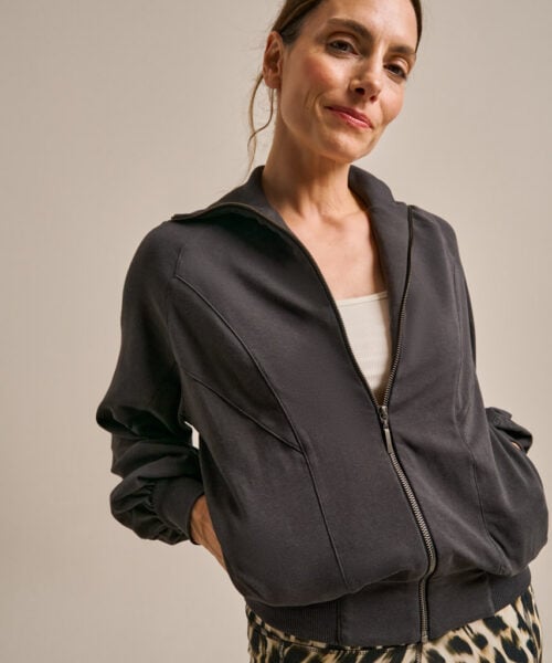 Bam2703 Nuture Sweat Bomber Jacket Washed Black Clothing 1