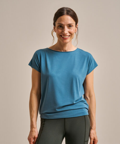 Bam2765 Short Sleeve Flow Top Agate Blue Clothing 2