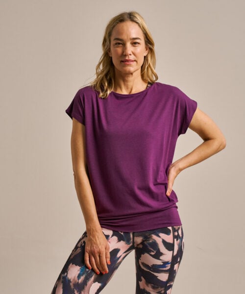Bam2765 Short Sleeve Flow Top Damson Clothing 1