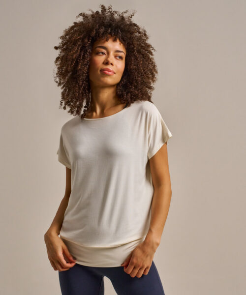 Bam2765 Short Sleeve Flow Top Oat Milk Clothing 2