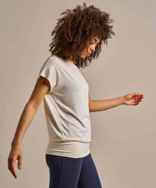 Bam2765 Short Sleeve Flow Top Oat Milk Clothing 3
