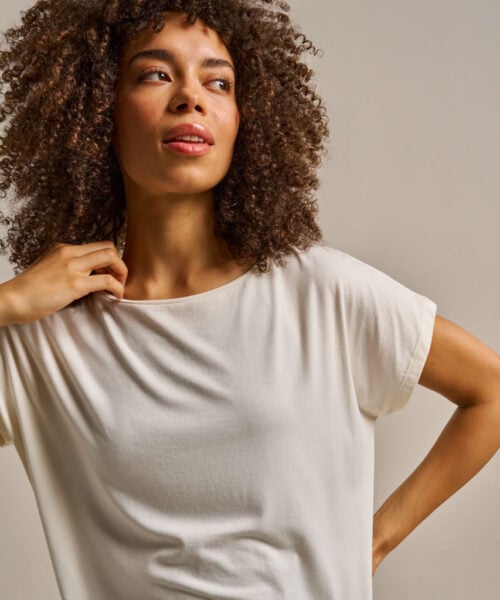 Bam2765 Short Sleeve Flow Top Oat Milk Clothing 5