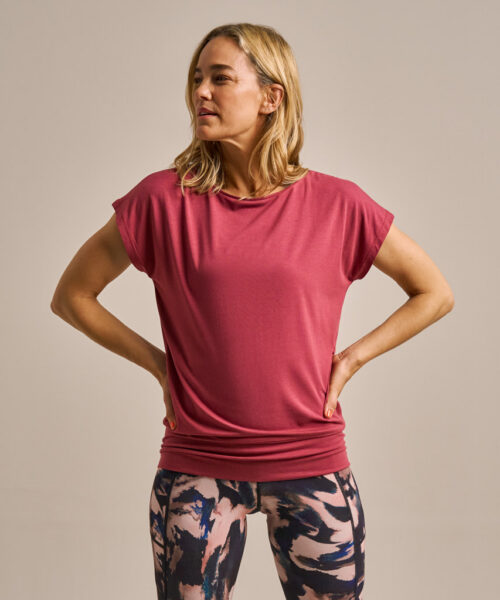 Bam2765 Short Sleeve Flow Top Rose Garnet Clothing 1
