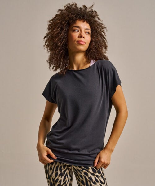 Bam2765 Short Sleeve Flow Top Washed Black Clothing 1