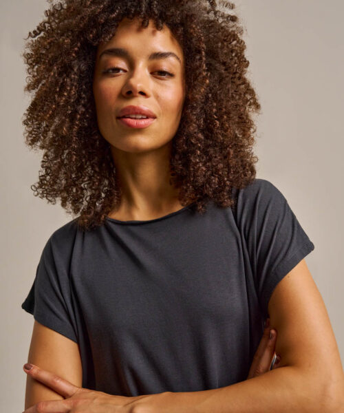 Bam2765 Short Sleeve Flow Top Washed Black Clothing 4