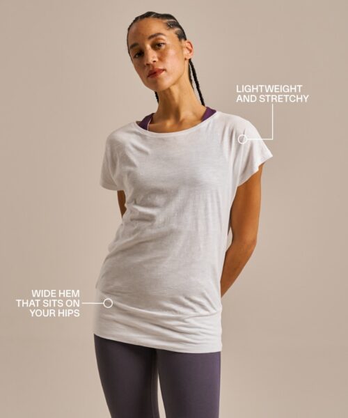 Bam2765 Short Sleeve Slub Flow Top White Bam Clothing