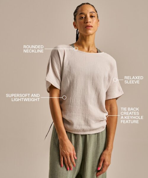 Bam2824 Breathable Cotton Gauze Fluidity Top Bamboo Clothing Desert Dusk