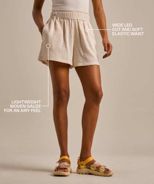 Bam2826 Breathable Cotton Gauze Shorts Bamboo Clothing Oyster