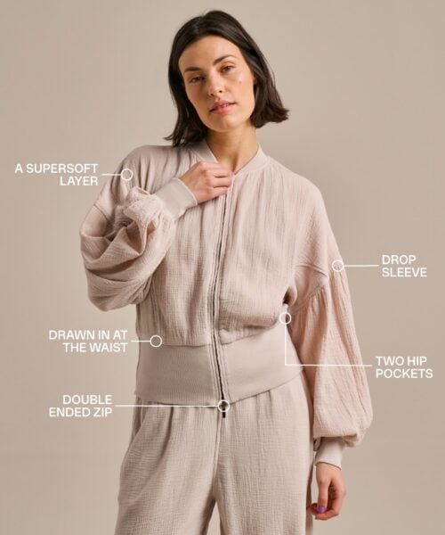 Bam2830 Breathable Cotton Gauze Bomber Jacket Bamboo Clothing Desert Dusk