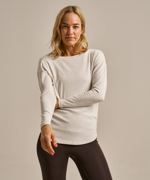 Bam2850 Long Sleeve Yoga Top Oatmeal Marl Clothing 2