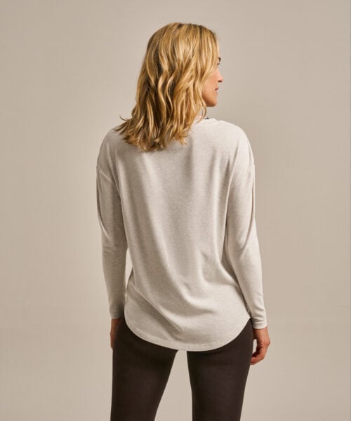 Bam2850 Long Sleeve Yoga Top Oatmeal Marl Clothing 4