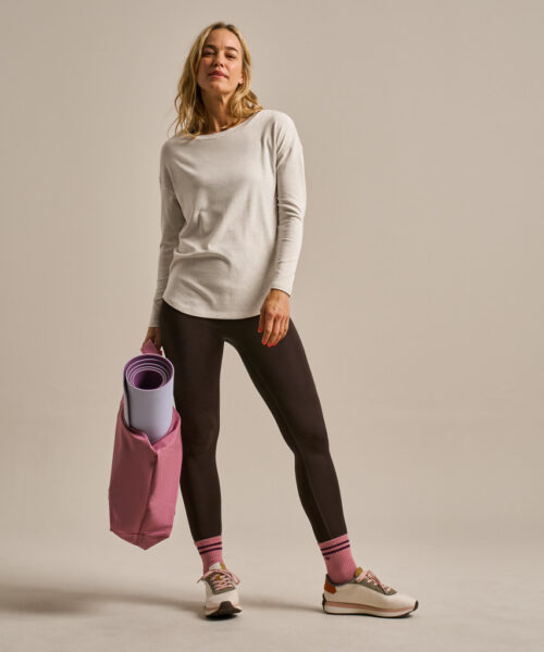 Bam2850 Long Sleeve Yoga Top Oatmeal Marl Clothing 6