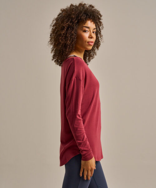 Bam2850 Long Sleeve Yoga Top Rose Garnet Clothing 3