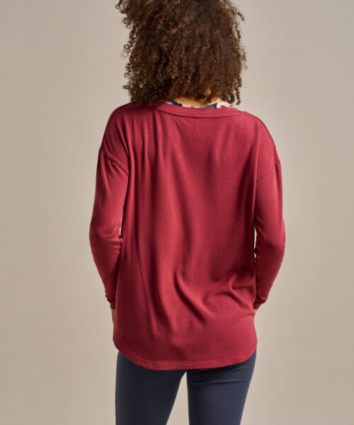 Bam2850 Long Sleeve Yoga Top Rose Garnet Clothing 4