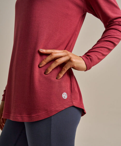 Bam2850 Long Sleeve Yoga Top Rose Garnet Clothing 5