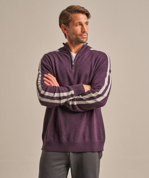 Bam2855 Quarter Zip Knit Damson Clothing 1