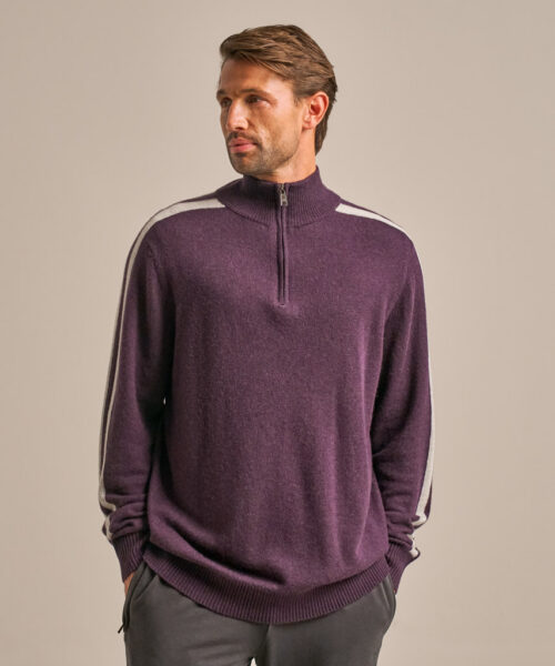 Bam2855 Quarter Zip Knit Damson Clothing 2