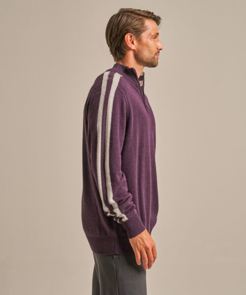 Bam2855 Quarter Zip Knit Damson Clothing 3