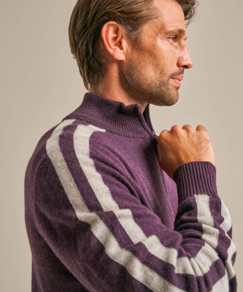 Bam2855 Quarter Zip Knit Damson Clothing 5