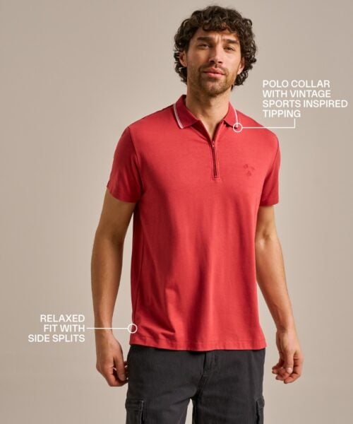 Bam2859 Quarter Zip Polo Baked Apple Mens Bam Clothing