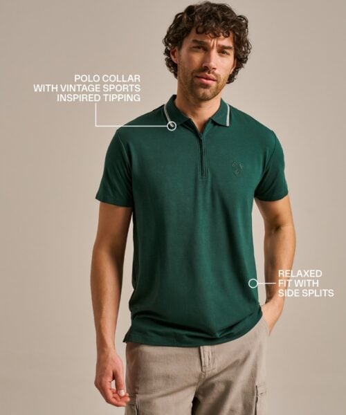 Bam2859 Quarter Zip Polo Emerald Green Mens Bam Clothing