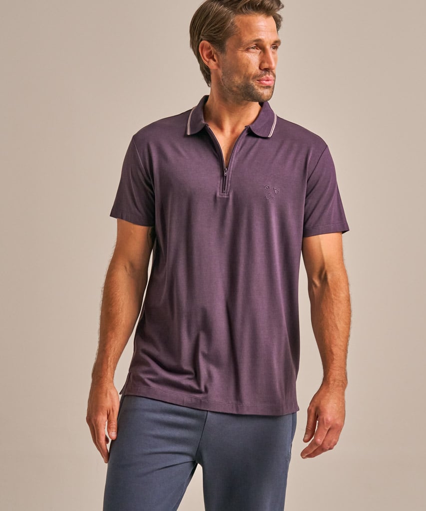 Bam Quarter Zip Polo Shirt In Purple