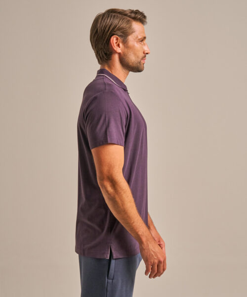 Bam2859 Quarter Zip Polo Shirt Dark Damson Clothing 3