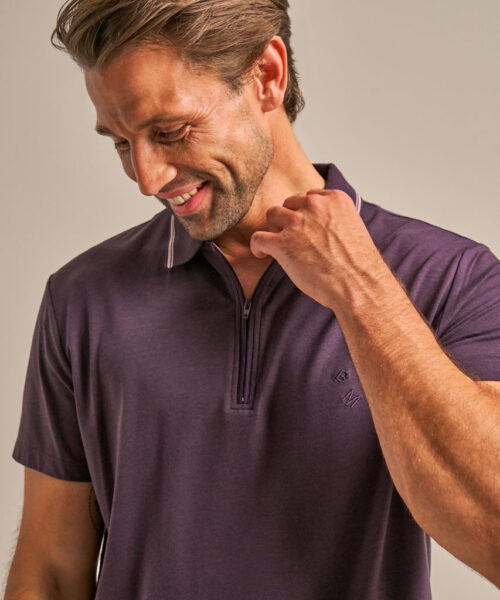 Bam2859 Quarter Zip Polo Shirt Dark Damson Clothing 5