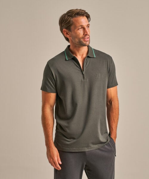 Bam2859 Quarter Zip Polo Shirt Juniper Clothing 1