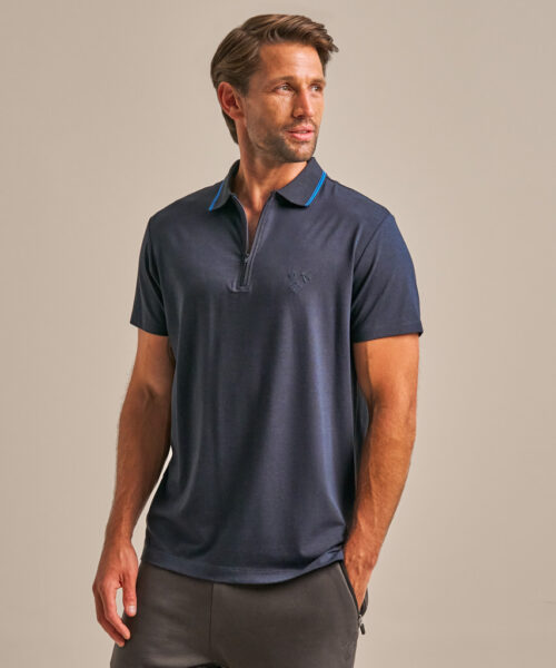 Bam2859 Quarter Zip Polo Shirt Navy Clothing 1