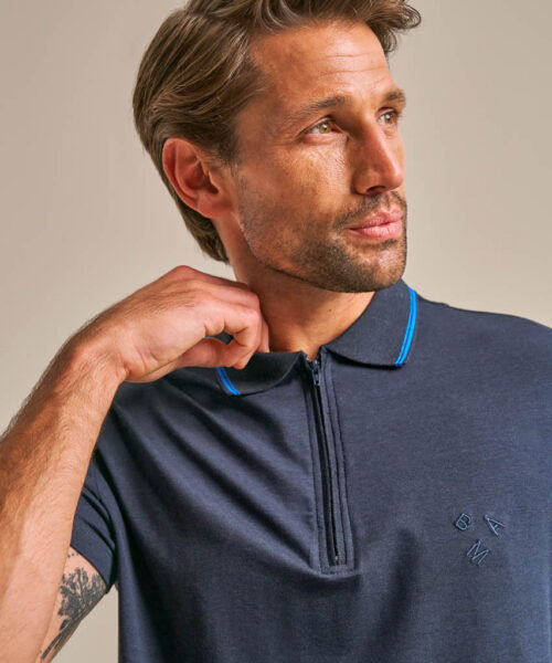 Bam2859 Quarter Zip Polo Shirt Navy Clothing 4