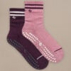 Bam2880 Pilates Grip Crew Socks Damson Lilas Clothing 1