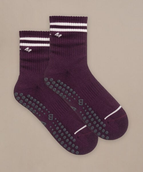 Bam2880 Pilates Grip Crew Socks Damson Lilas Clothing 2
