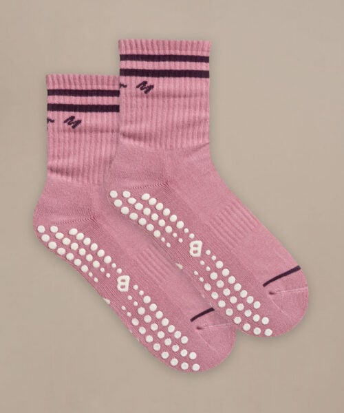 Bam2880 Pilates Grip Crew Socks Damson Lilas Clothing 3