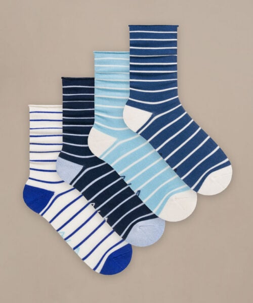 Bam2882 Everyday Roll Top Socks Blue Mix Clothing 1