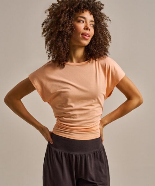 Bam2889 Tie Back Top Apricot Clothing 1