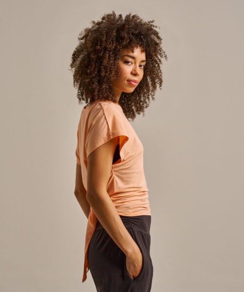 Bam2889 Tie Back Top Apricot Clothing 3