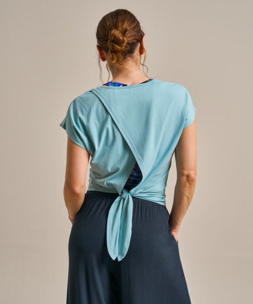 Bam2889 Tie Back Top Oceanic Blue Clothing 4