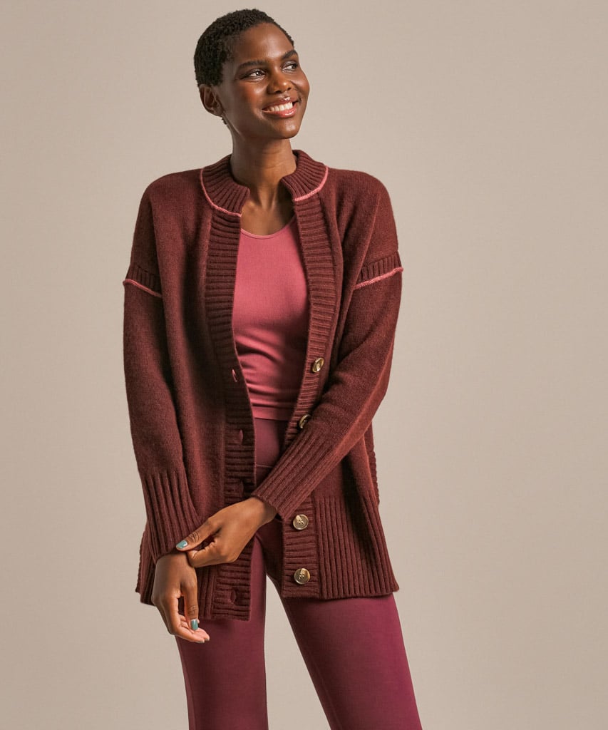 Bam The Turned Out Knitted Cardigan In Brown