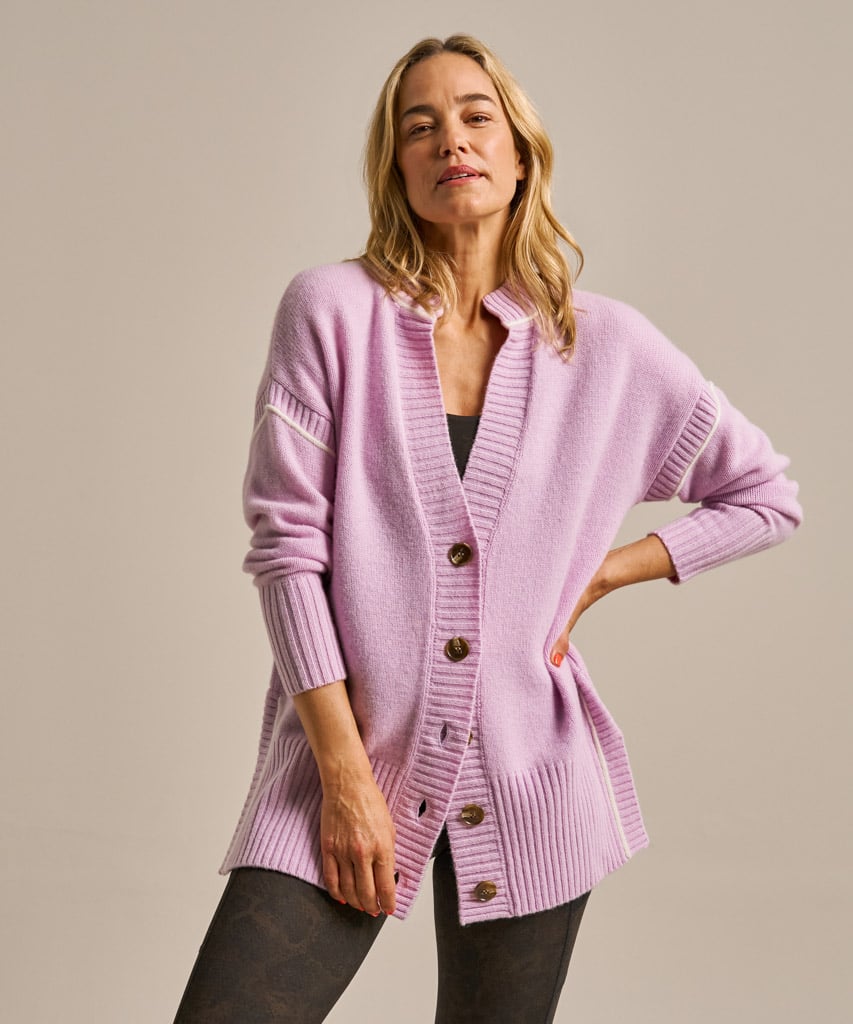 Bam The Turned Out Knitted Cardigan In Purple