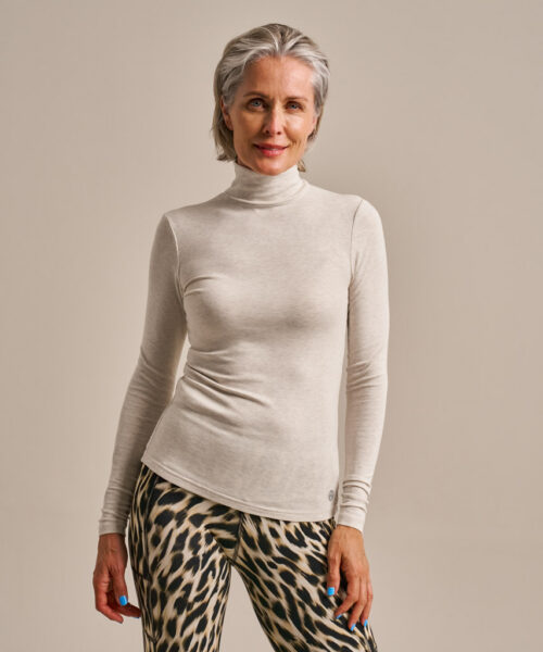 Bam2968 High Neck Top Oatmeal Clothing 2